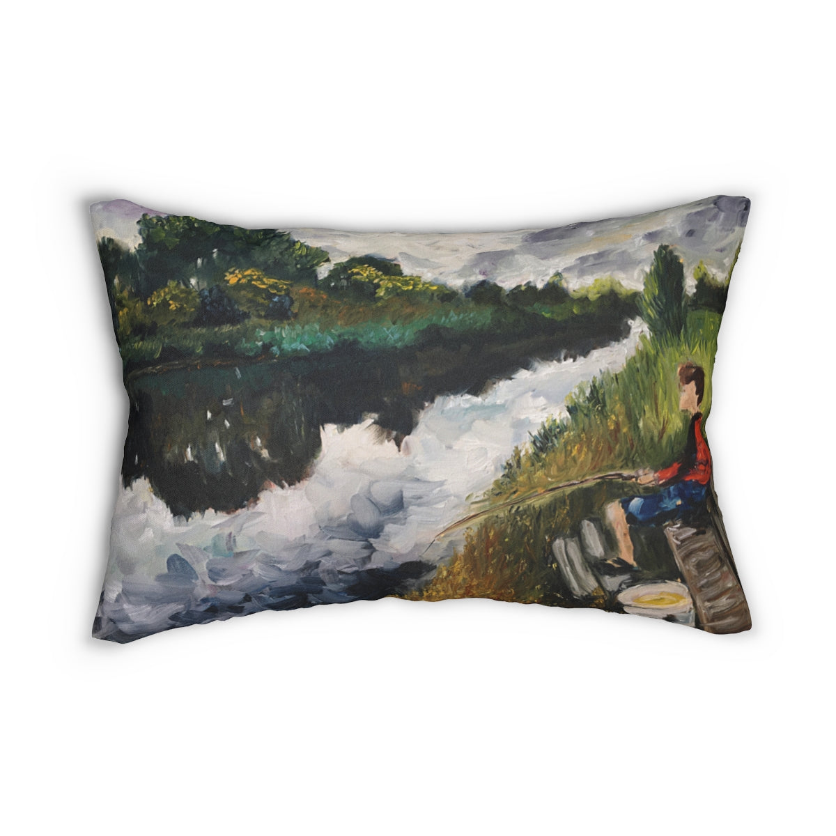 Fishing in Groningen Lumbar Pillow