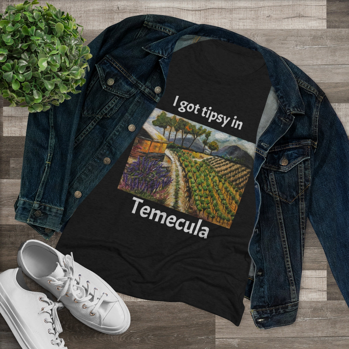 Me emborraché en Temecula Camiseta Triblend ajustada para mujer Temecula camiseta souvenir "Summer Vines"