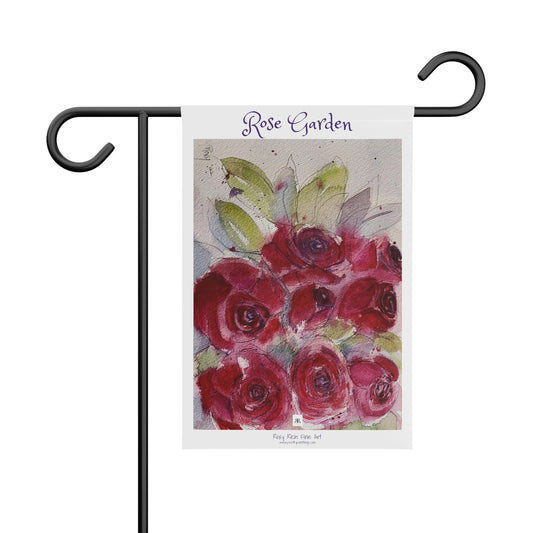 Banner de jardín de rosas rojas