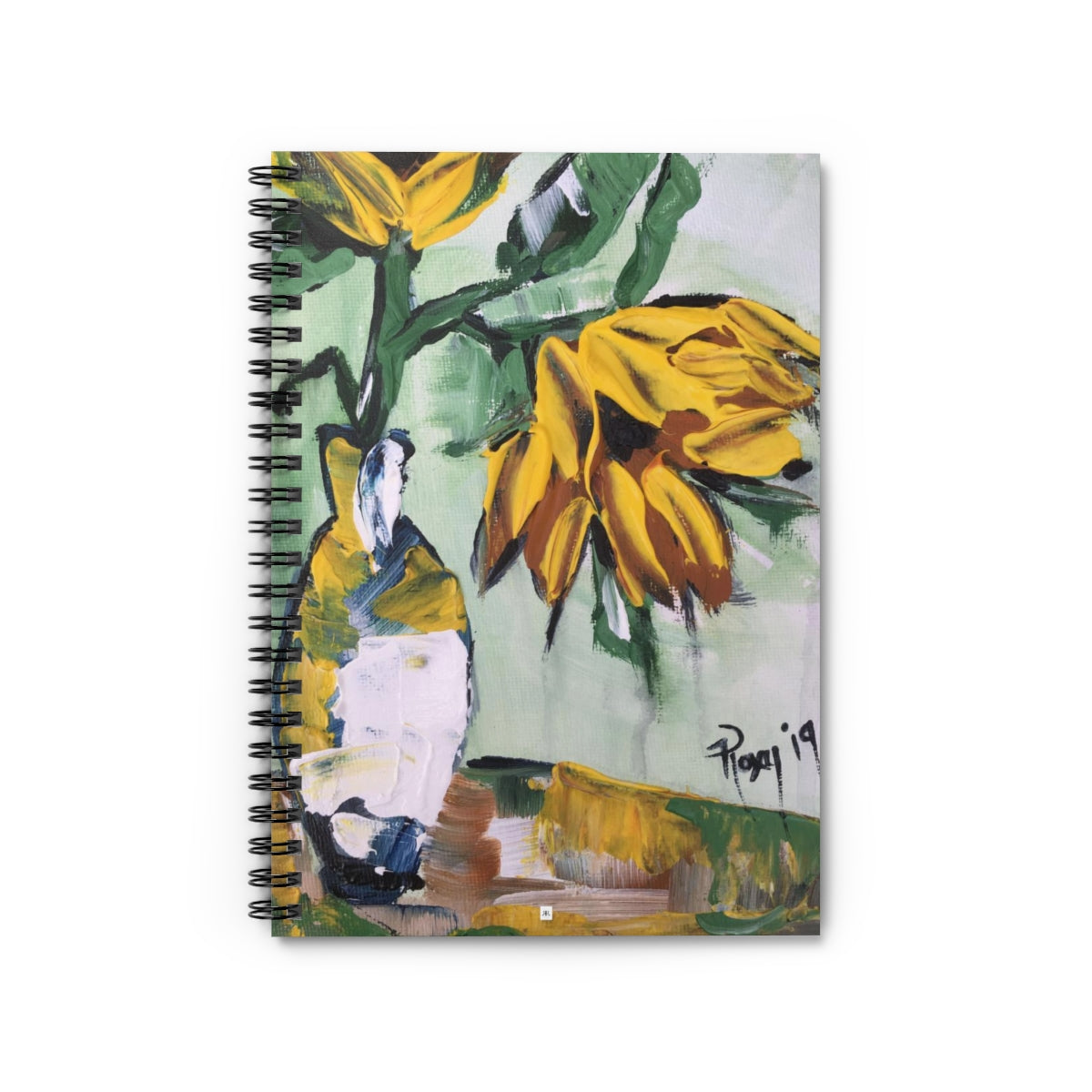 Sunflowers in a White Vase Spiral Notebook