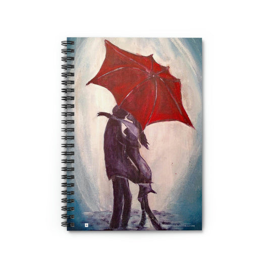 Couple romantique s'embrassant "Issing in the Rain" Cahier à spirale