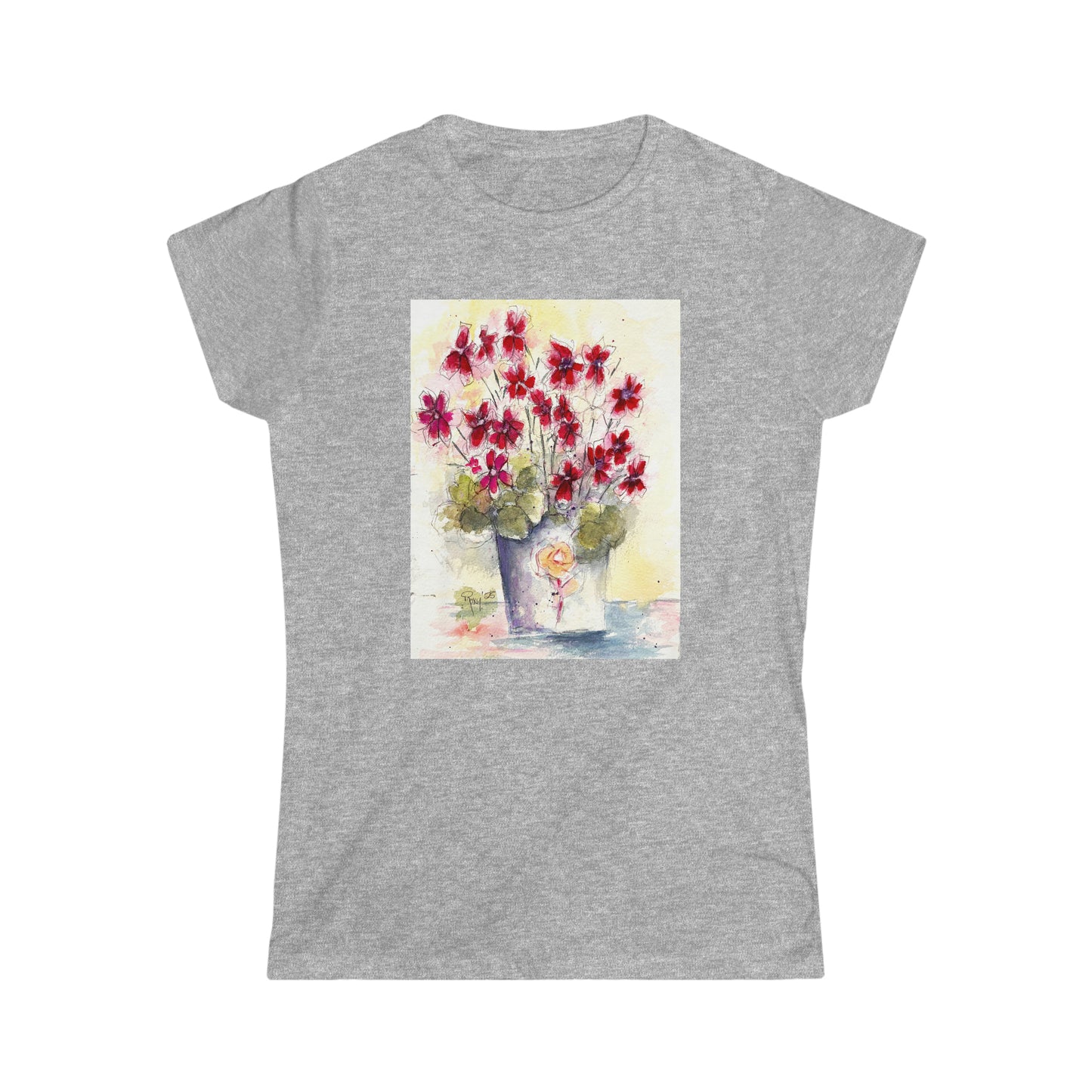 Red Ivy Geraniums Camiseta semiajustada estilo suave para mujer