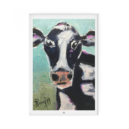 Aimant bouton « Edna » adorable vache, rectangle