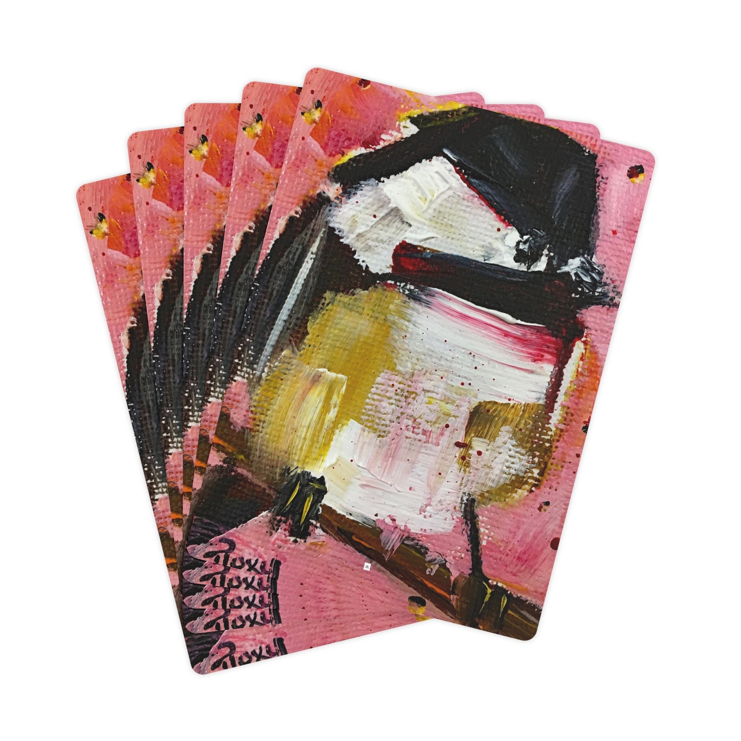 Adorables cartas de póquer/naipes Chickadee Pink