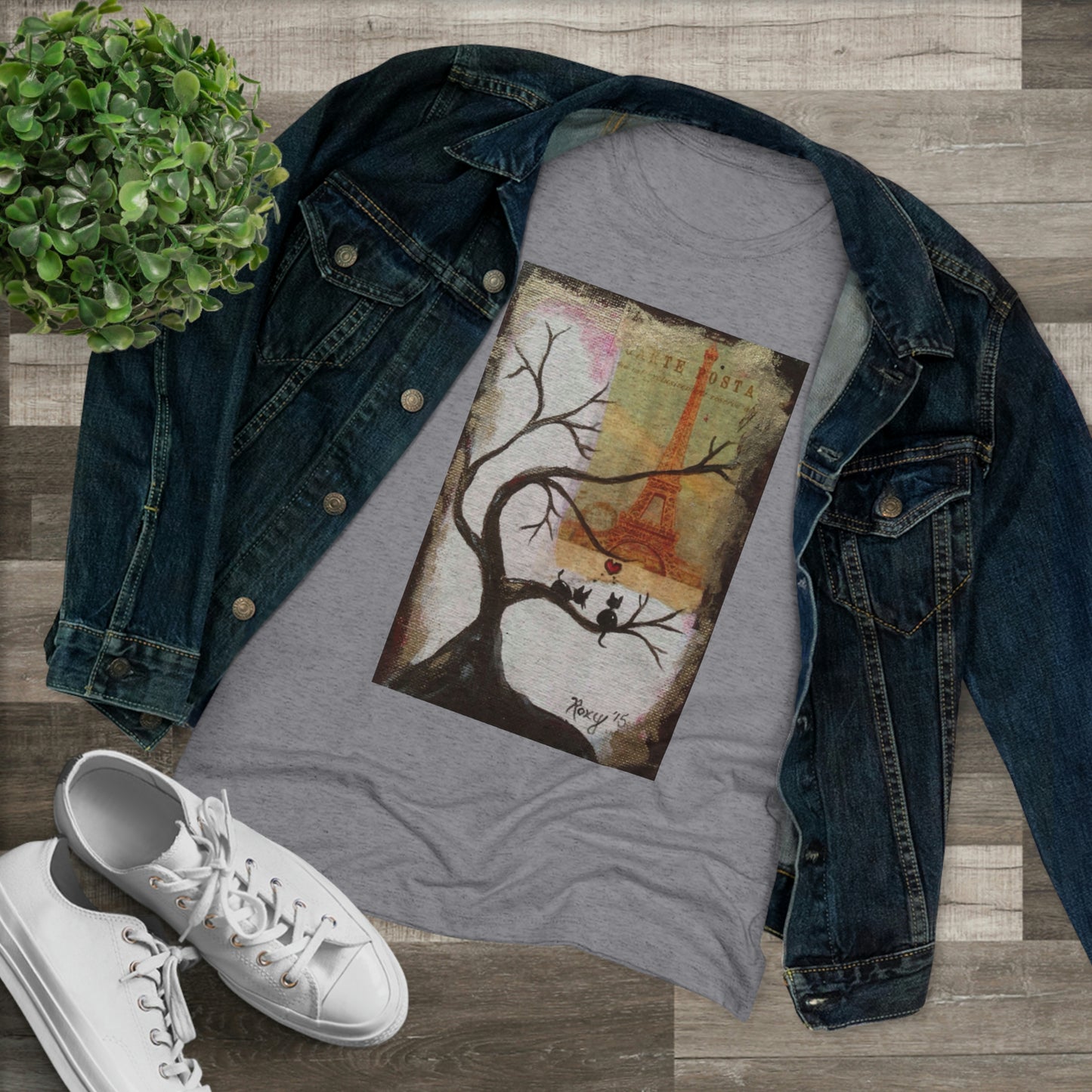 Incluso a los gatos les encanta Paris Whimsical camiseta Triblend ajustada para mujer