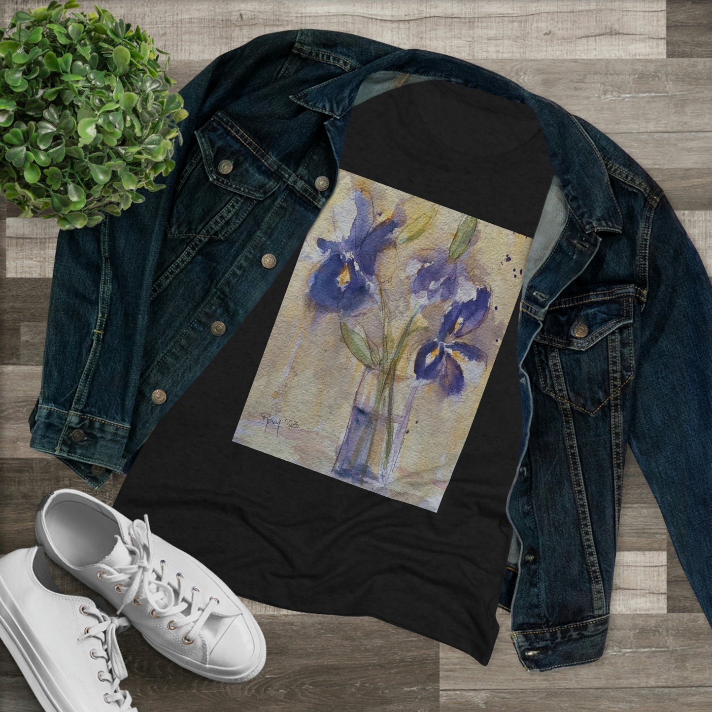 Purple Irises Women's fitted Triblend Tee  tee shirt