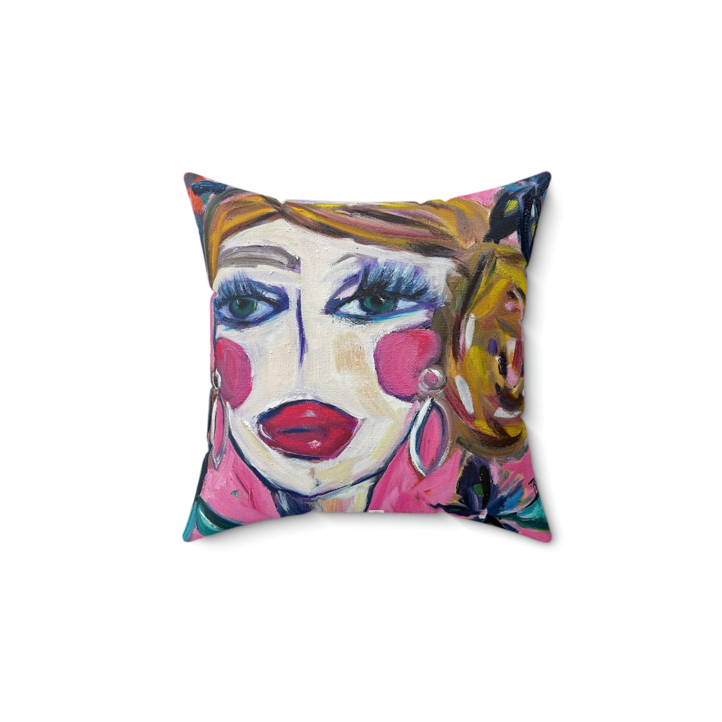 Lady with Irises Indoor Spun Polyester Square Pillow