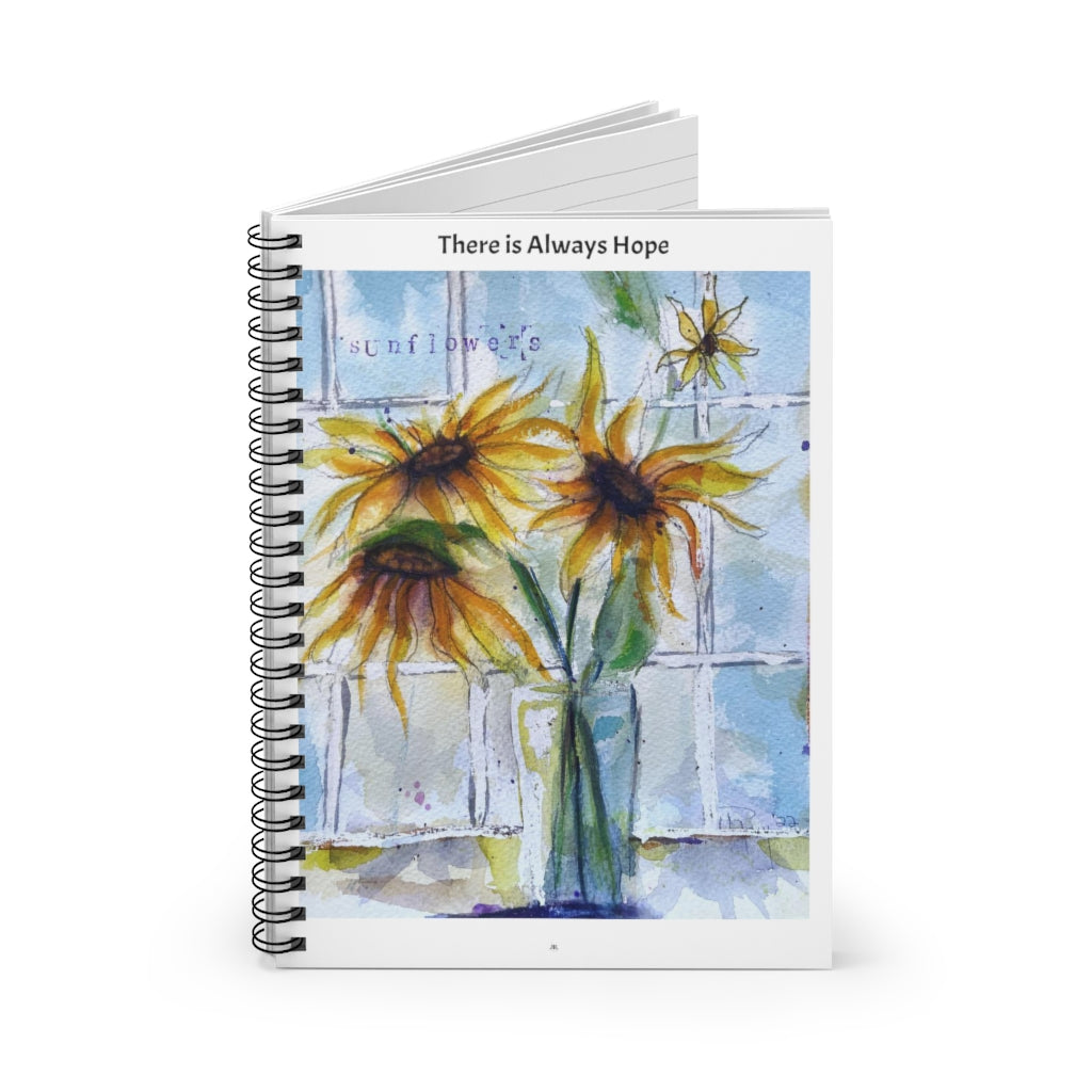 "There is Always Hope" inspirational quote & Sunflowers Spiral Notebook