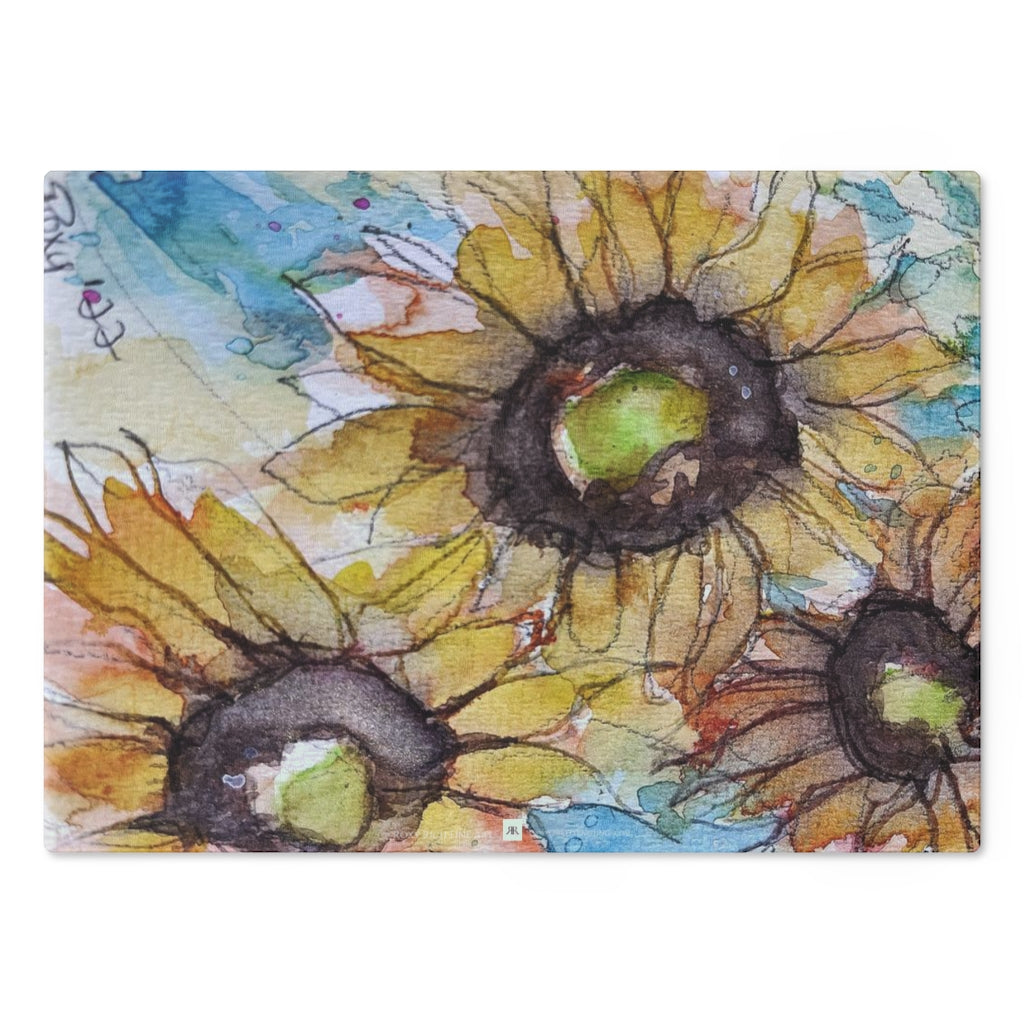 Sunflowers Glass Cutting Board
