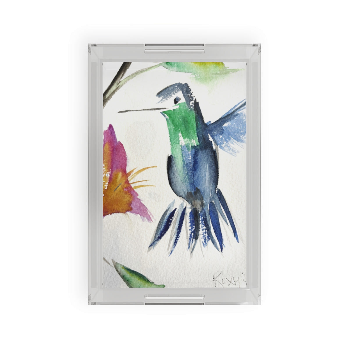 Blue Floaty Hummingbird  Acrylic Tray