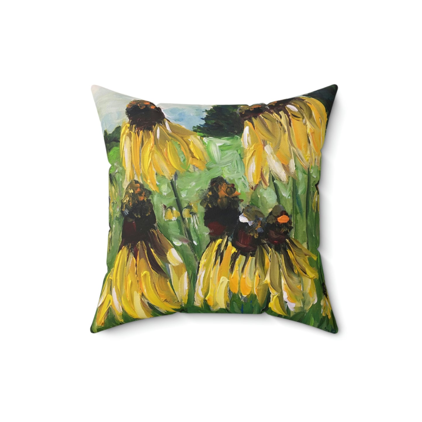 Yellow Coneflowers Indoor Spun Polyester Square Pillow