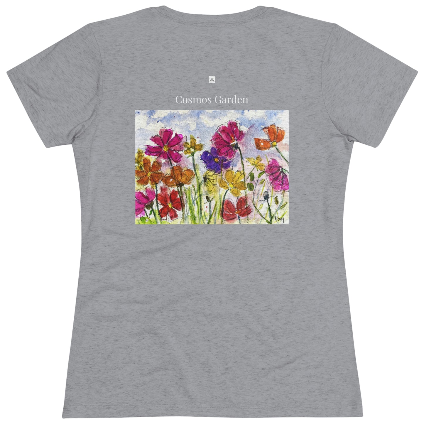 Cosmos Garden (image on back) Women's fitted Triblend Tee  tee shirt