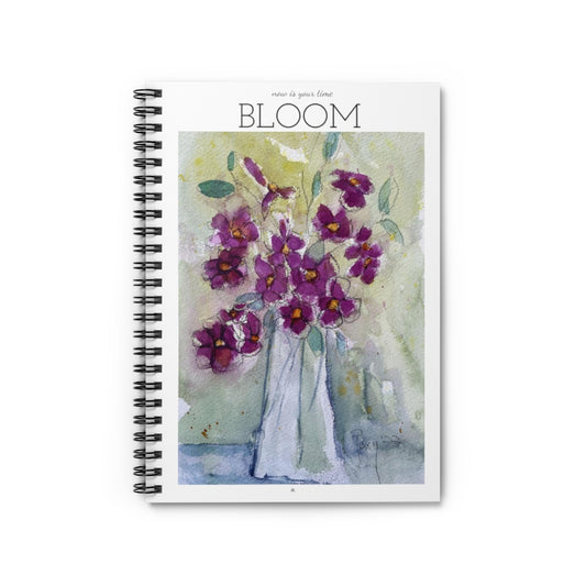 Bloom citation inspirante et fleurs sauvages roses florales en vrac Cahier à spirale