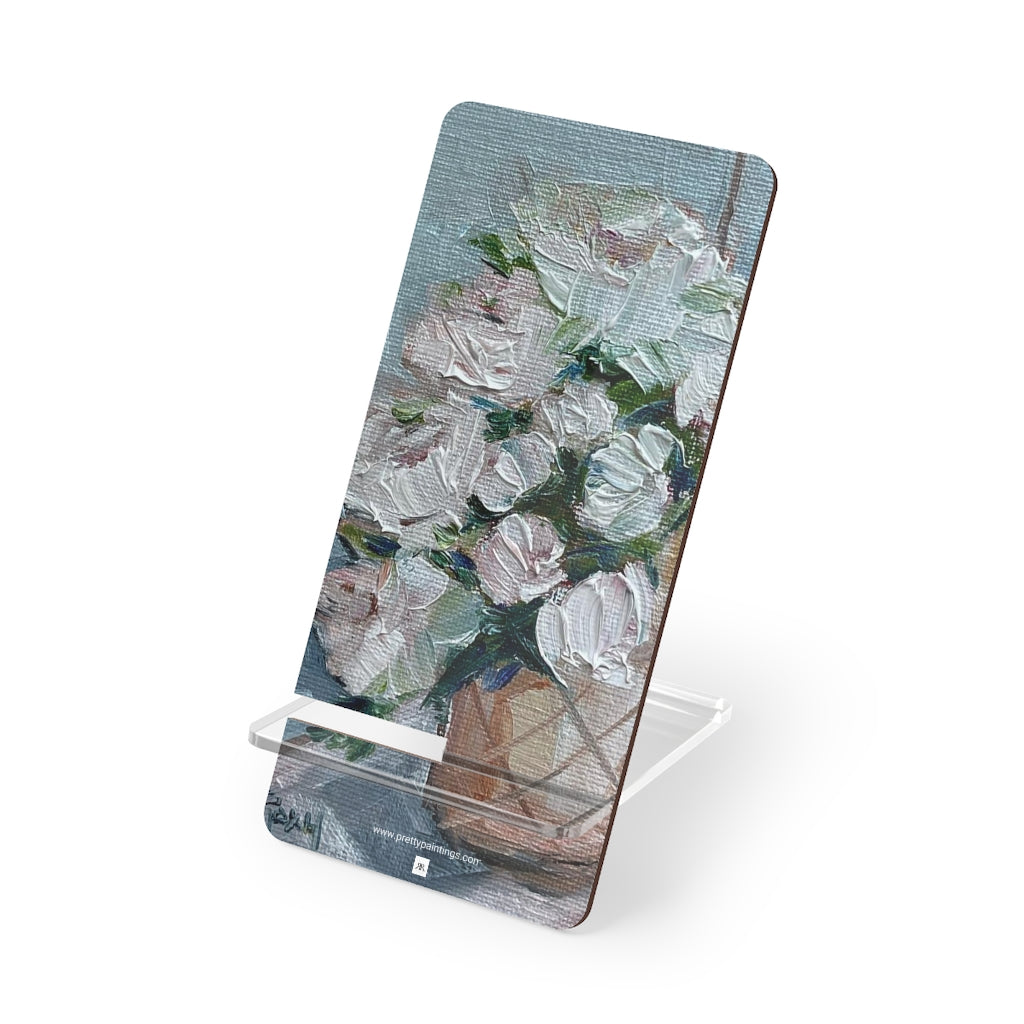 White Peonies in a Basket Phone Stand