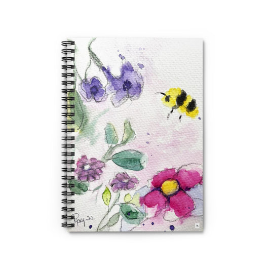 Cuaderno de espiral de abejorro en el jardín -
