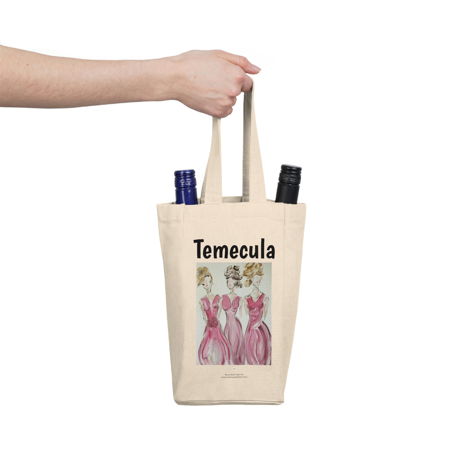 Sac fourre-tout double à vin Temecula avec peinture « Demoiselles d'honneur »