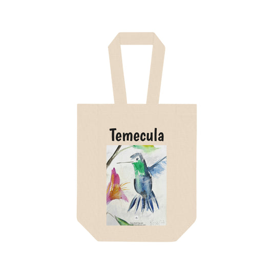 Temecula Double Wine Tote Bag con pintura "Floaty Hummingbird"