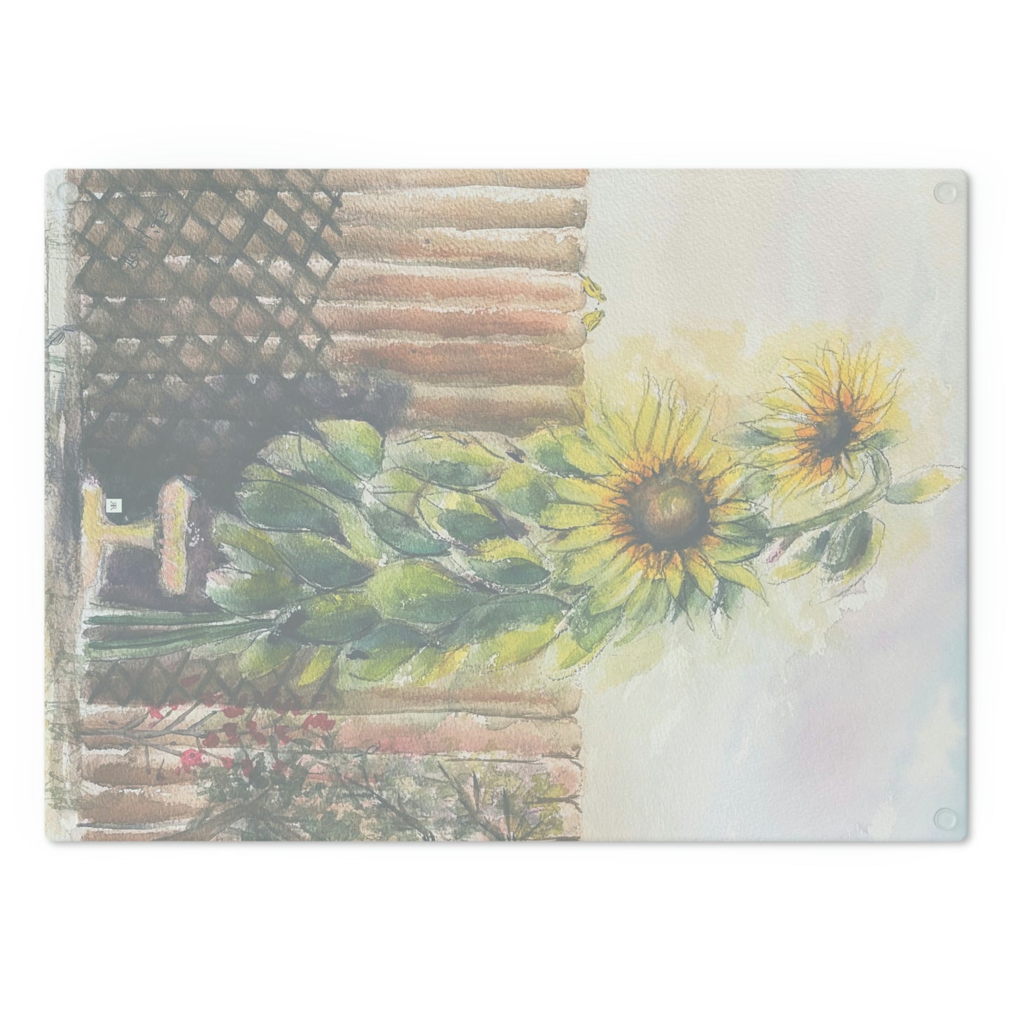 Mammoth Sunflowers Glass Cutting Board