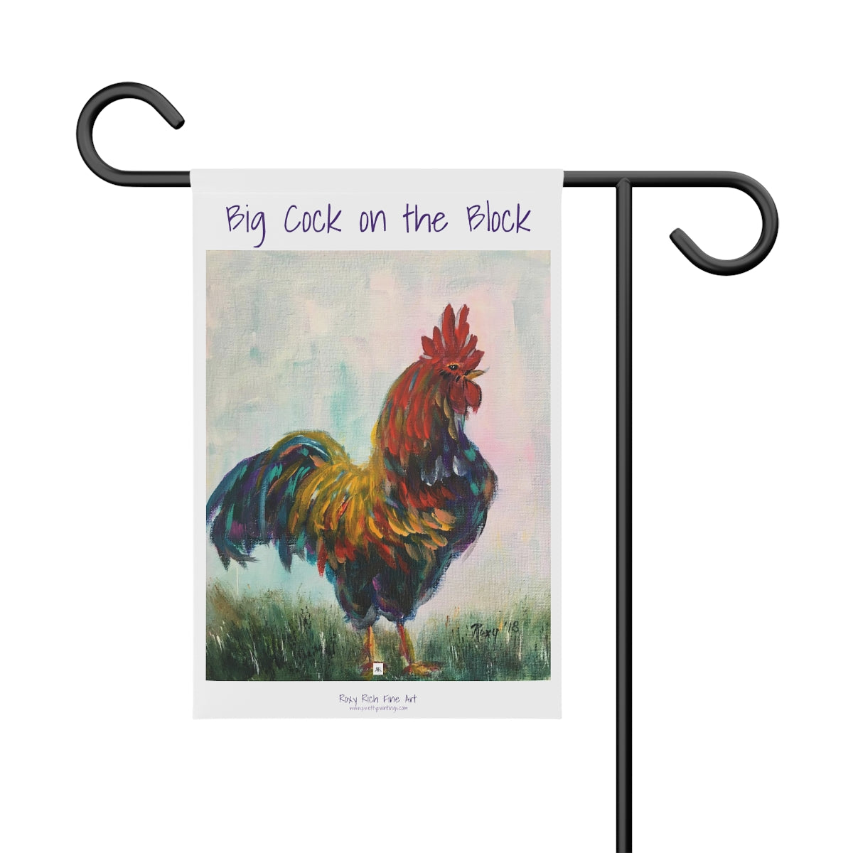 Big Cock on the Block  Rooster Garden or Chicken coup Banner