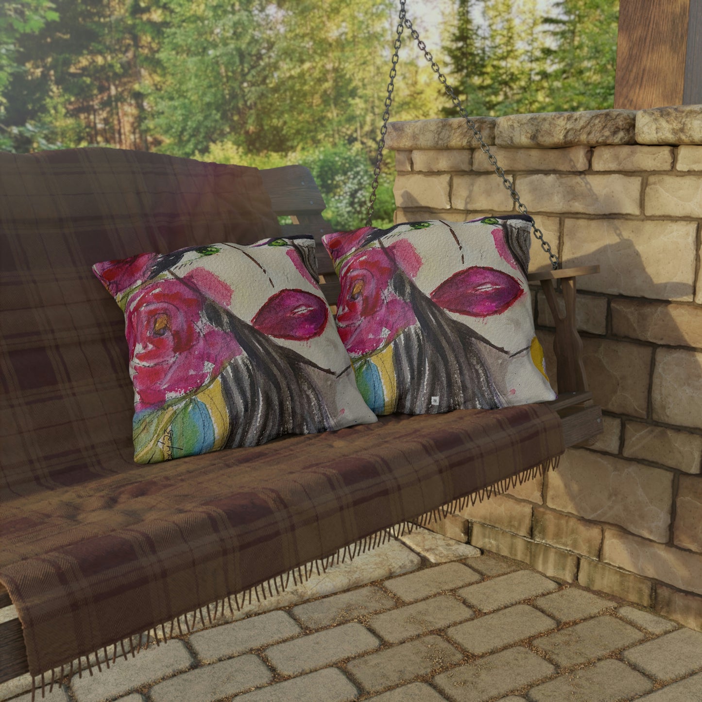 Pretty Brunette "Uh-huh"  Outdoor Pillows