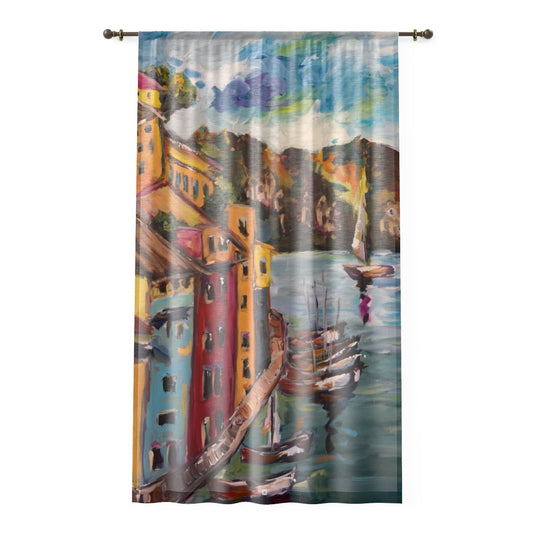 Portofino Harbor Italy 84 x 50 inch Sheer Window Curtain