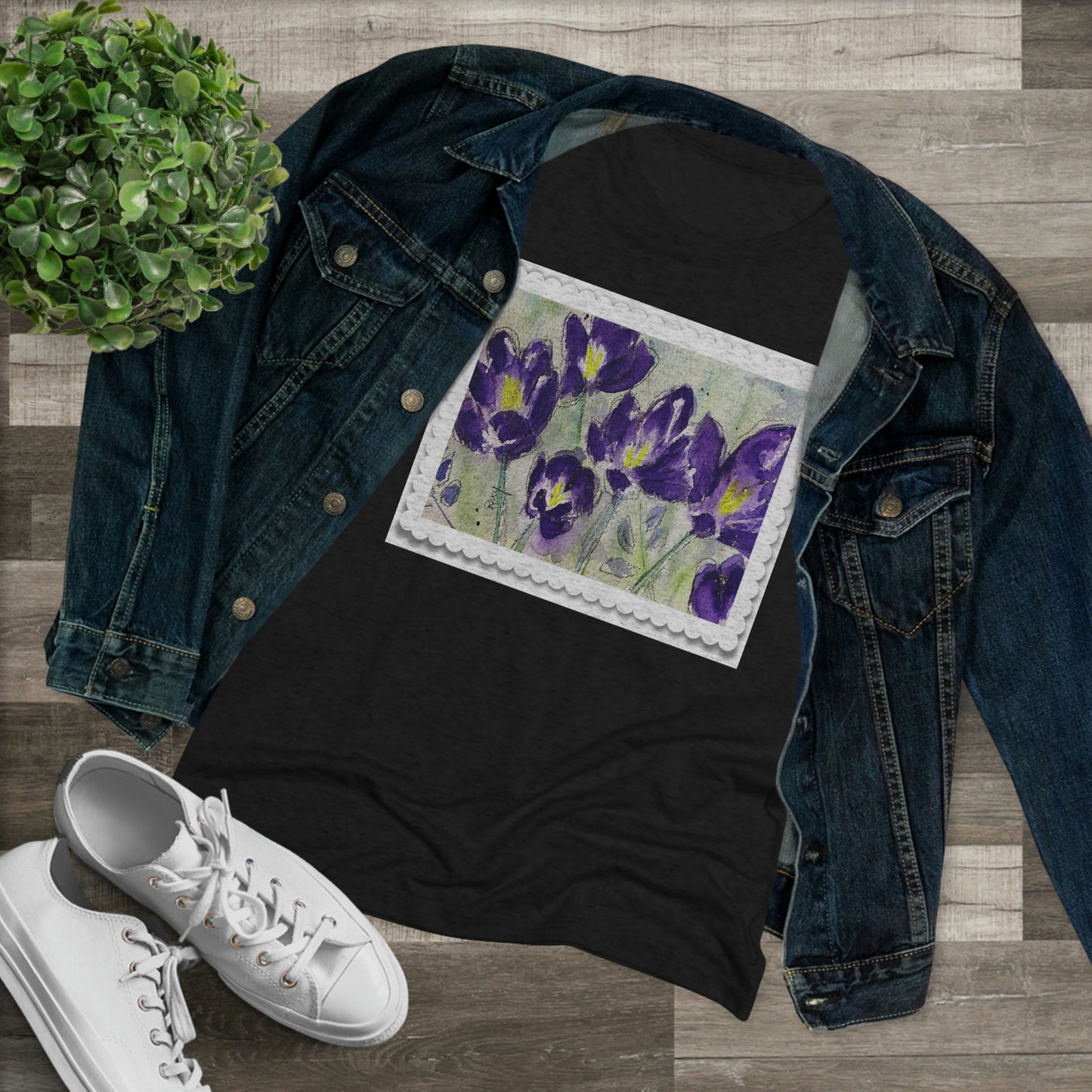 Crocuses Camiseta ajustada Triblend Tee para mujer