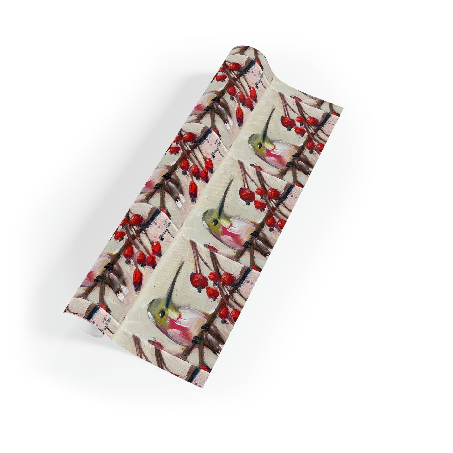 Hummingbird with Berries printed Gift Wrapping Paper Rolls, 1pc