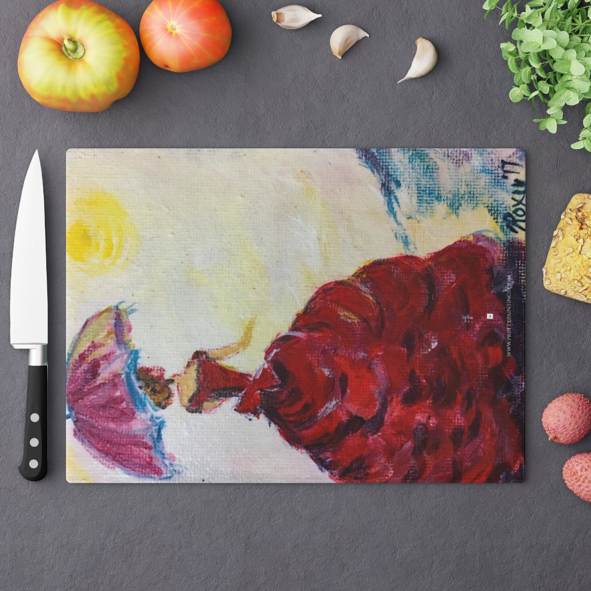 Elegant Lady with an Umbrella Glass Cutting Board