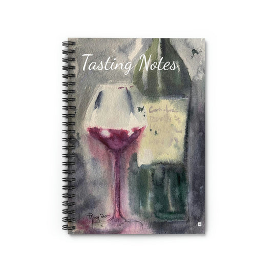 Botella de vino y copa "Notas de cata" Cuaderno de espiral