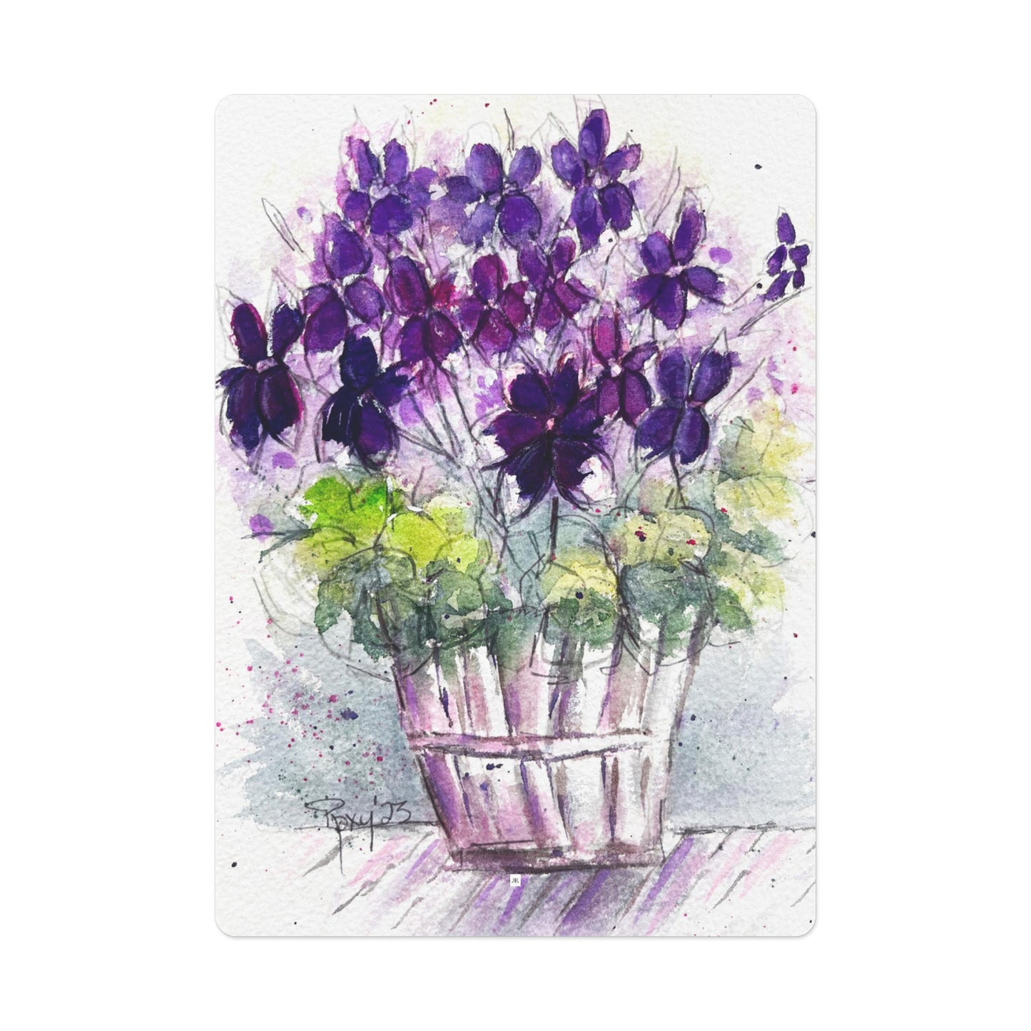 Géraniums de lierre violet dans un panier Cartes de poker/cartes à jouer