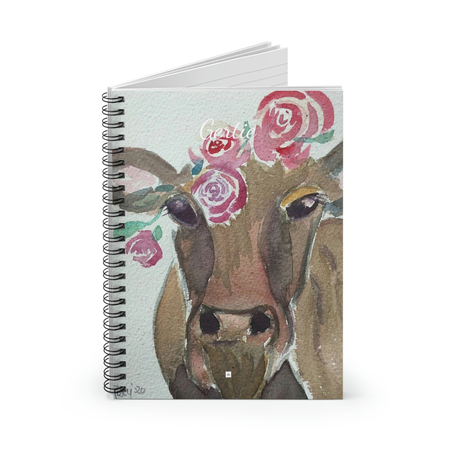 Gertie -Whimsical Cow Painting  Spiral Notebook