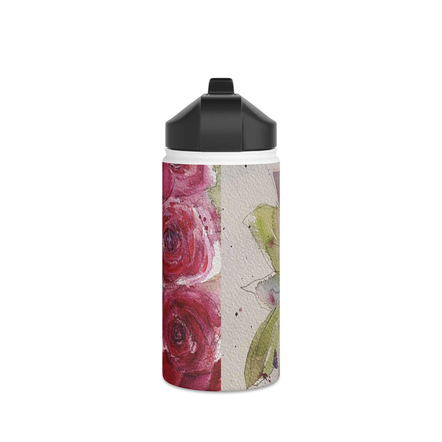 Red Roses Stainless Steel Water Bottle, Standard Lid