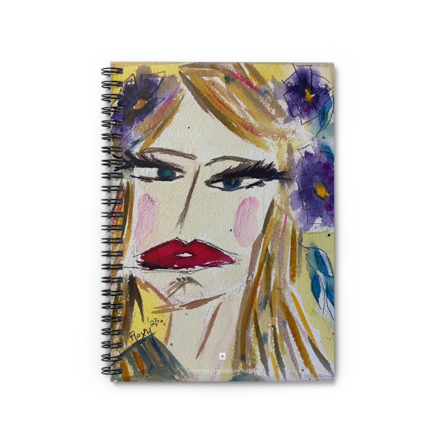 Blonde with Purple Cosmos "Whateverr "  Spiral Notebook