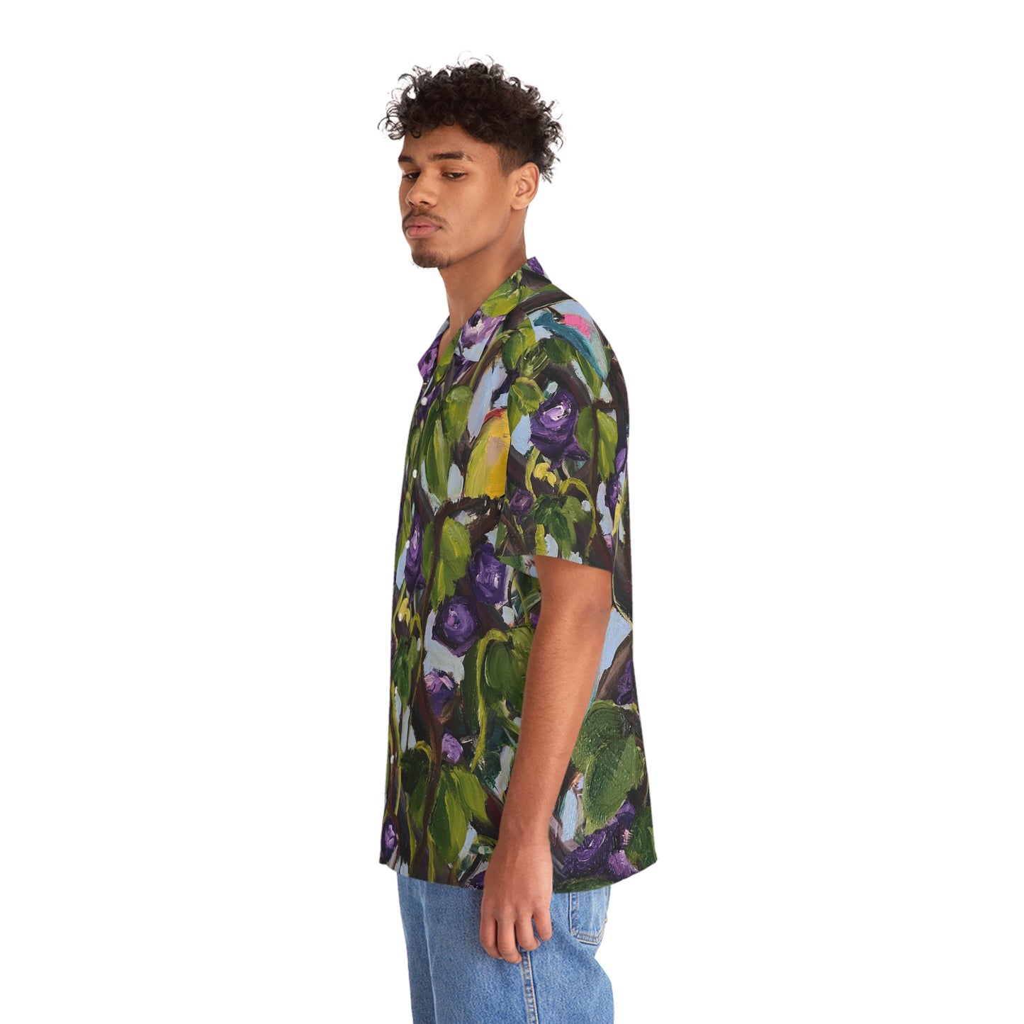 Oiseaux sur la chemise hawaïenne pour hommes en treillis