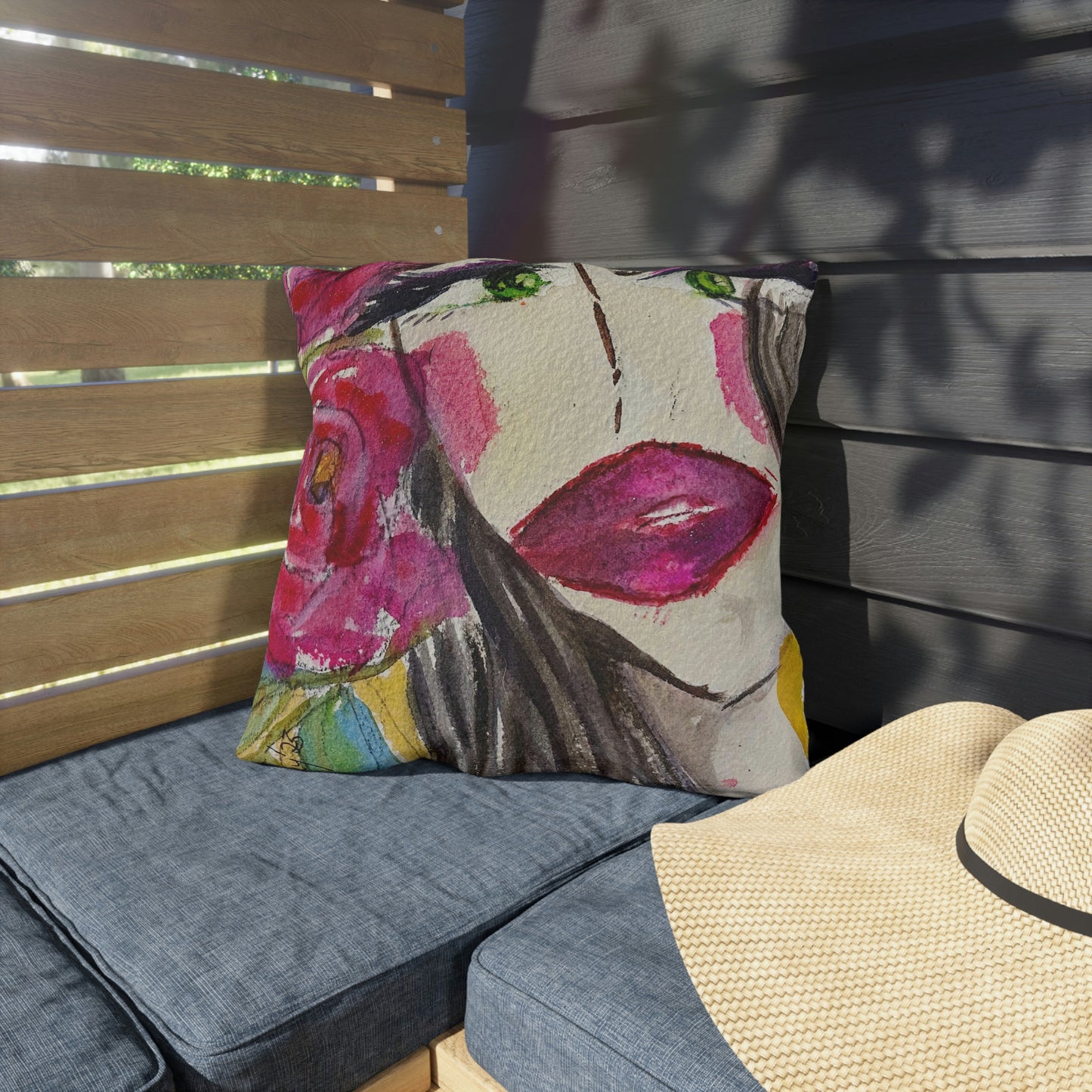 Pretty Brunette "Uh-huh"  Outdoor Pillows