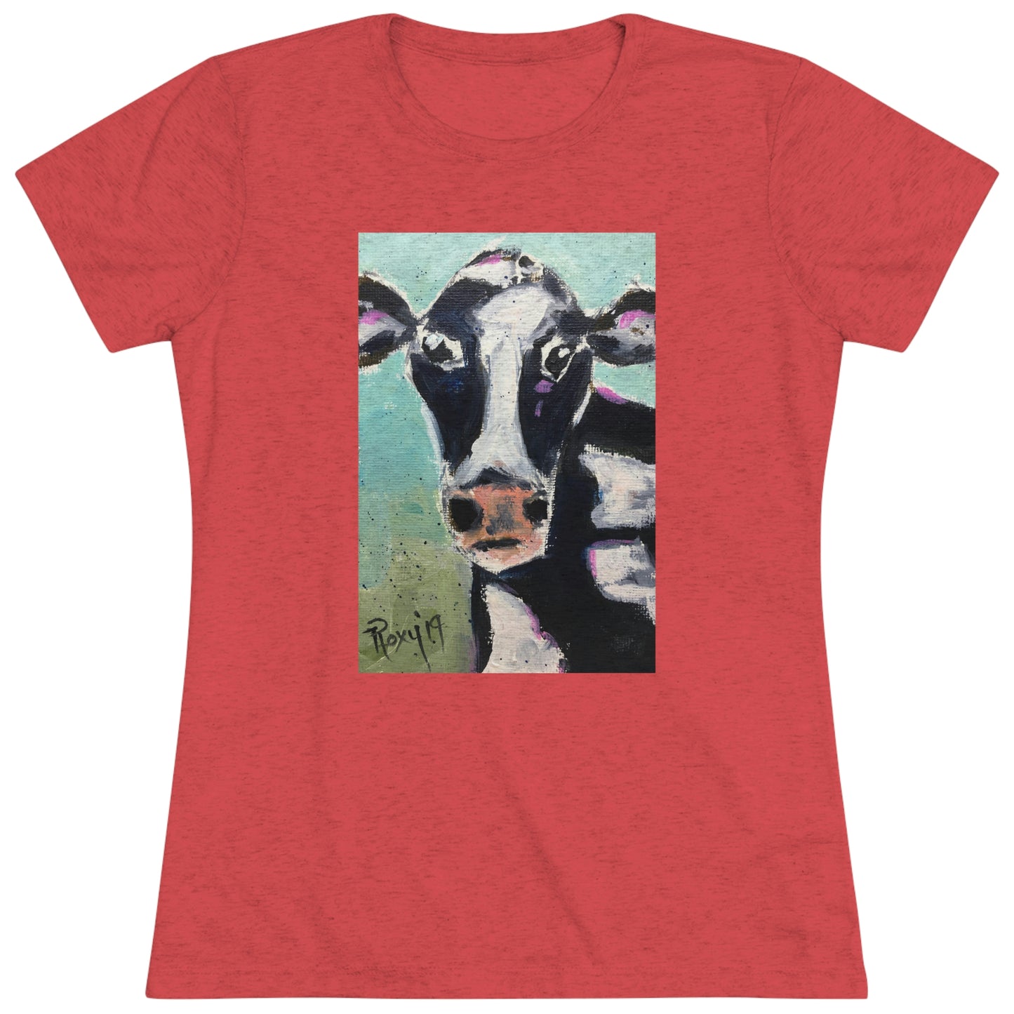 Edna Cow Camiseta ajustada Triblend Tee para mujer