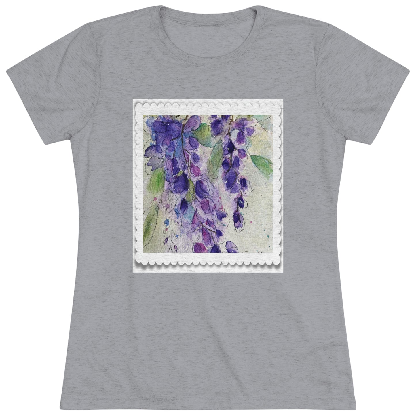 Wisteria Loose Floral Watercolor Women's fitted Triblend Tee  tee shirt
