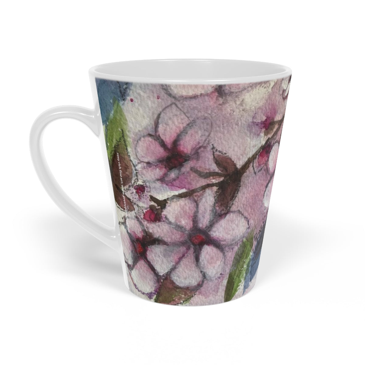 Hummingbird in Cherry Blossoms Latte Mug, 12oz