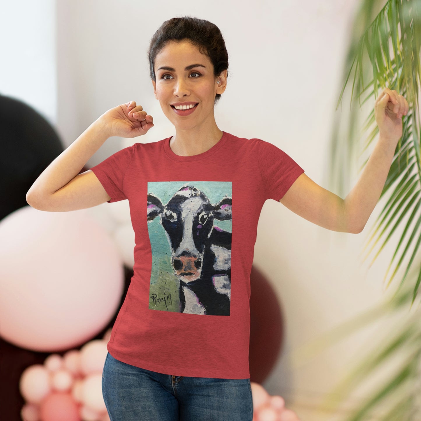 Edna Cow Tee-shirt Triblend Tee ajusté pour femmes