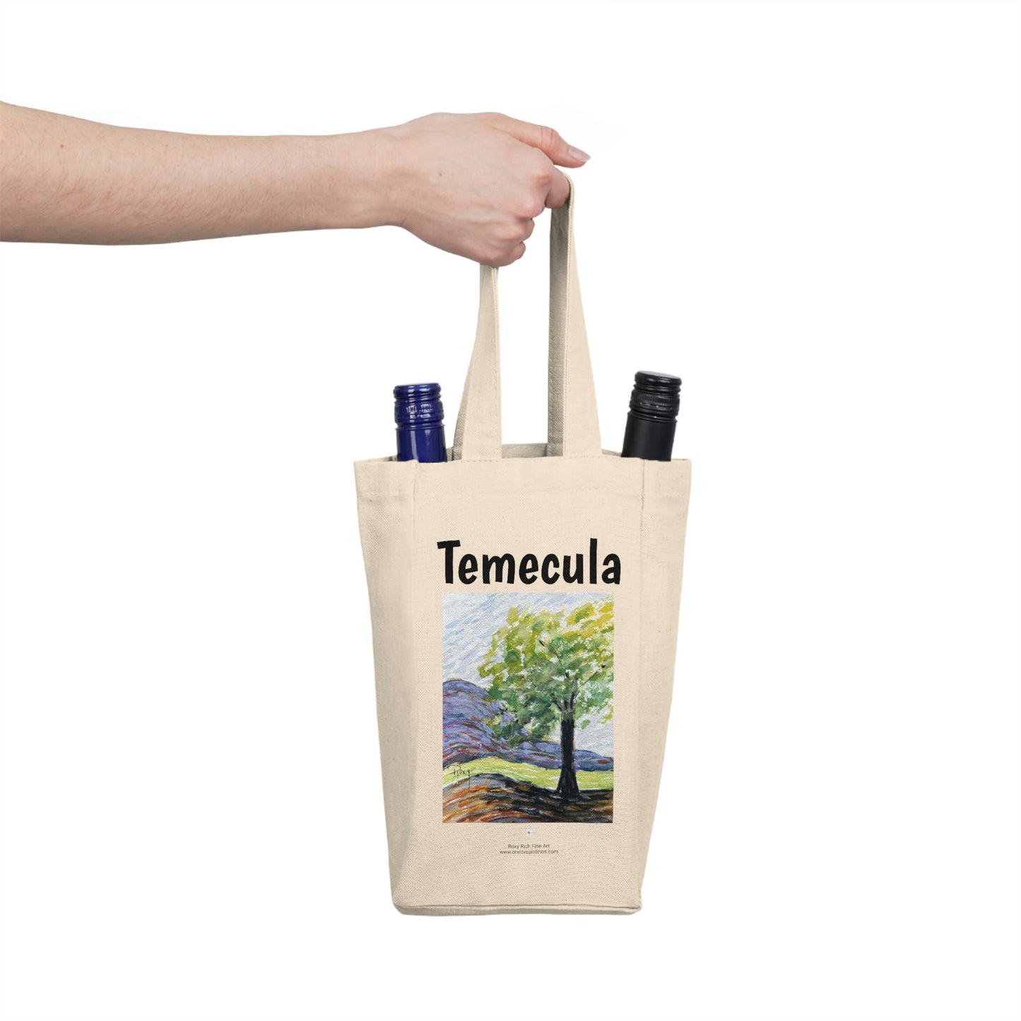 Sac fourre-tout double à vin Temecula avec peinture « L'arbre »