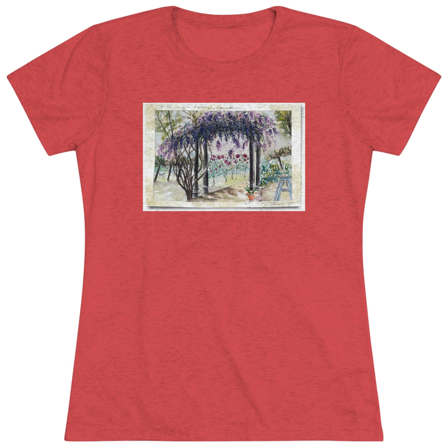 Wisteria at Somerset (Vintage Postcard frame) Women's fitted Triblend Tee  tee shirt