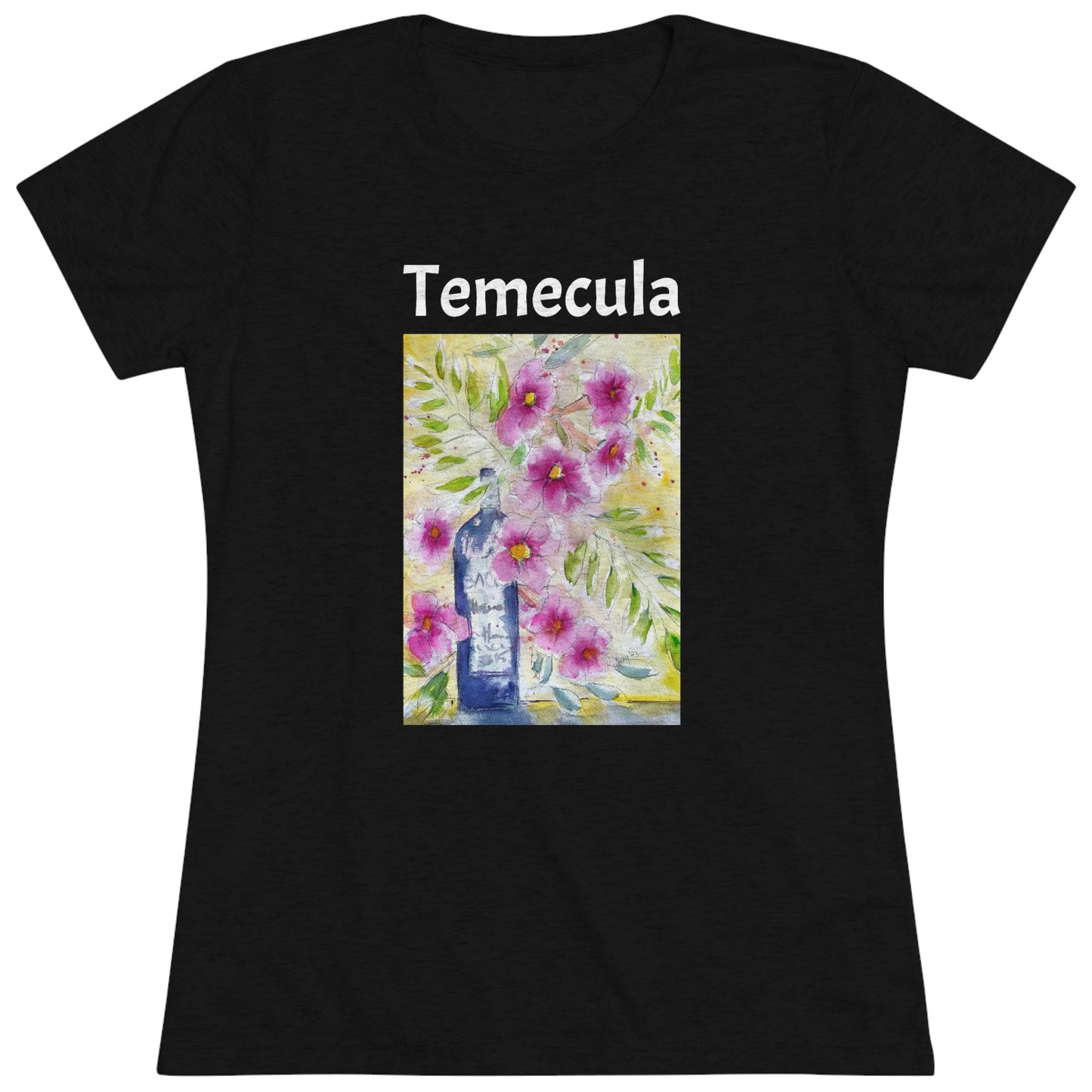 Temecula Camiseta Triblend ajustada para mujer Camiseta Temecula souvenir "Bottle and Blooms"