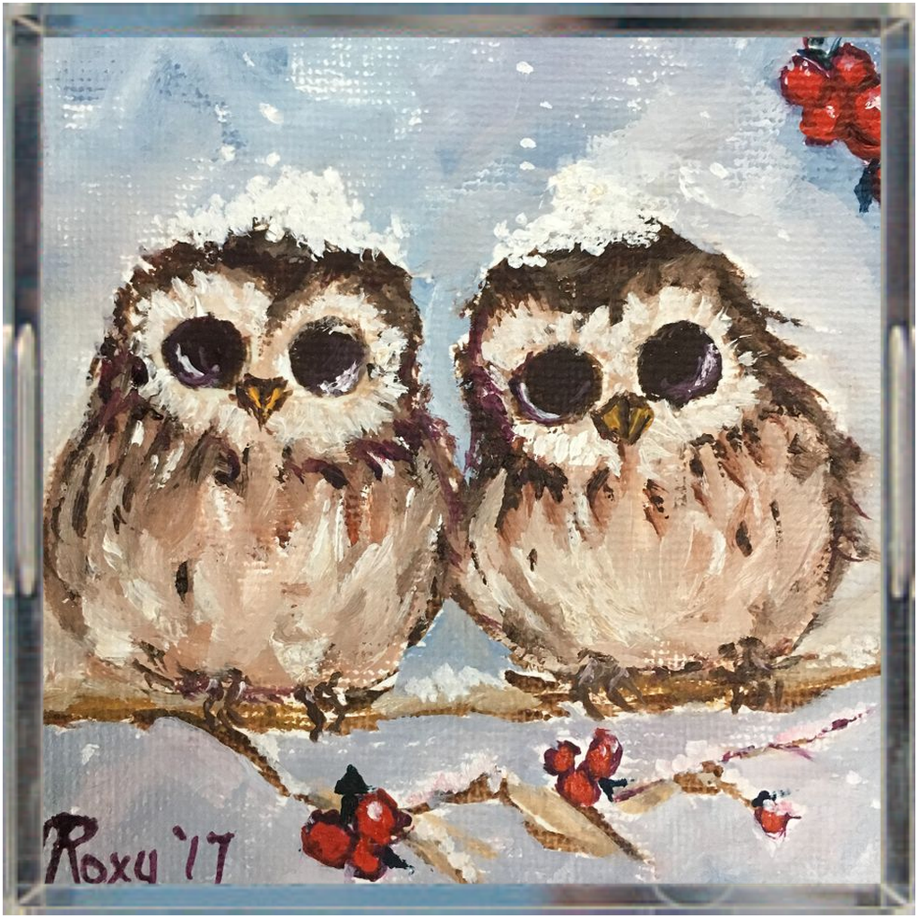 Adorable Owl Chicks Acrylic Tray