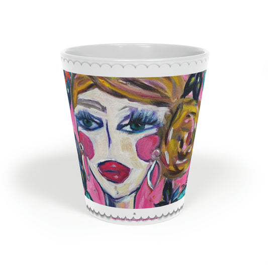 Taza Latte Dama con Iris, 12oz