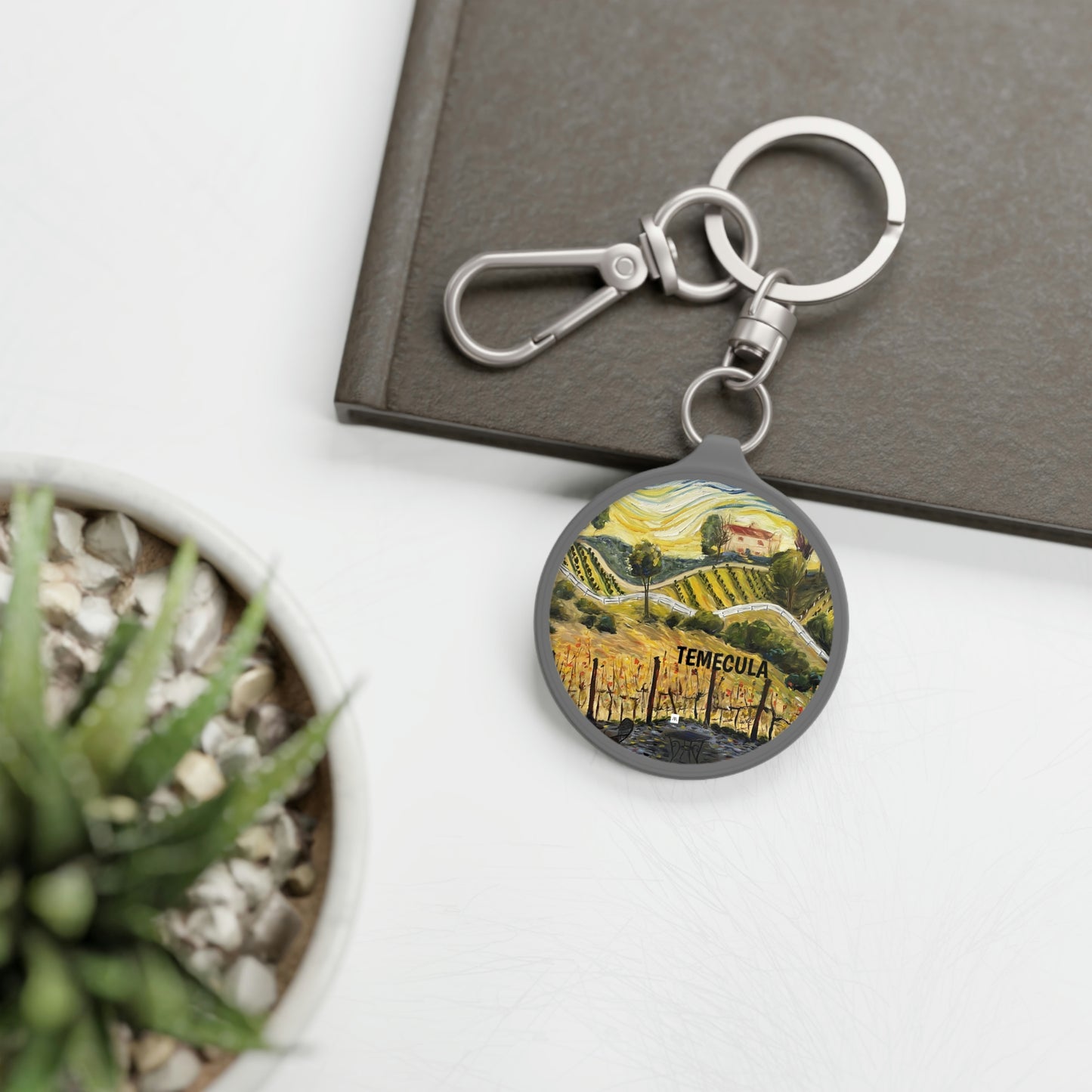 Temecula Keyring featuring "Sunset at the Villa" Landscape Painting by Roxy Rich