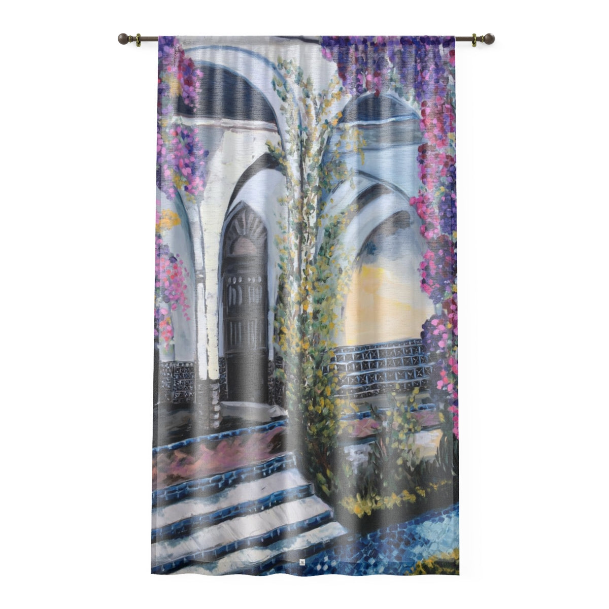 Paris Wisteria (Le Grande Mosque) print on 84 x 50 inch Sheer Window Curtain