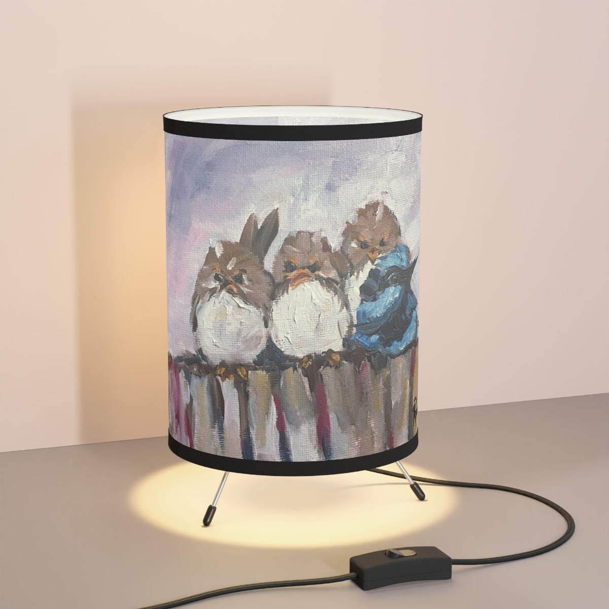 Grumpy Morning (Aussie Wrens) Tripod Lamp