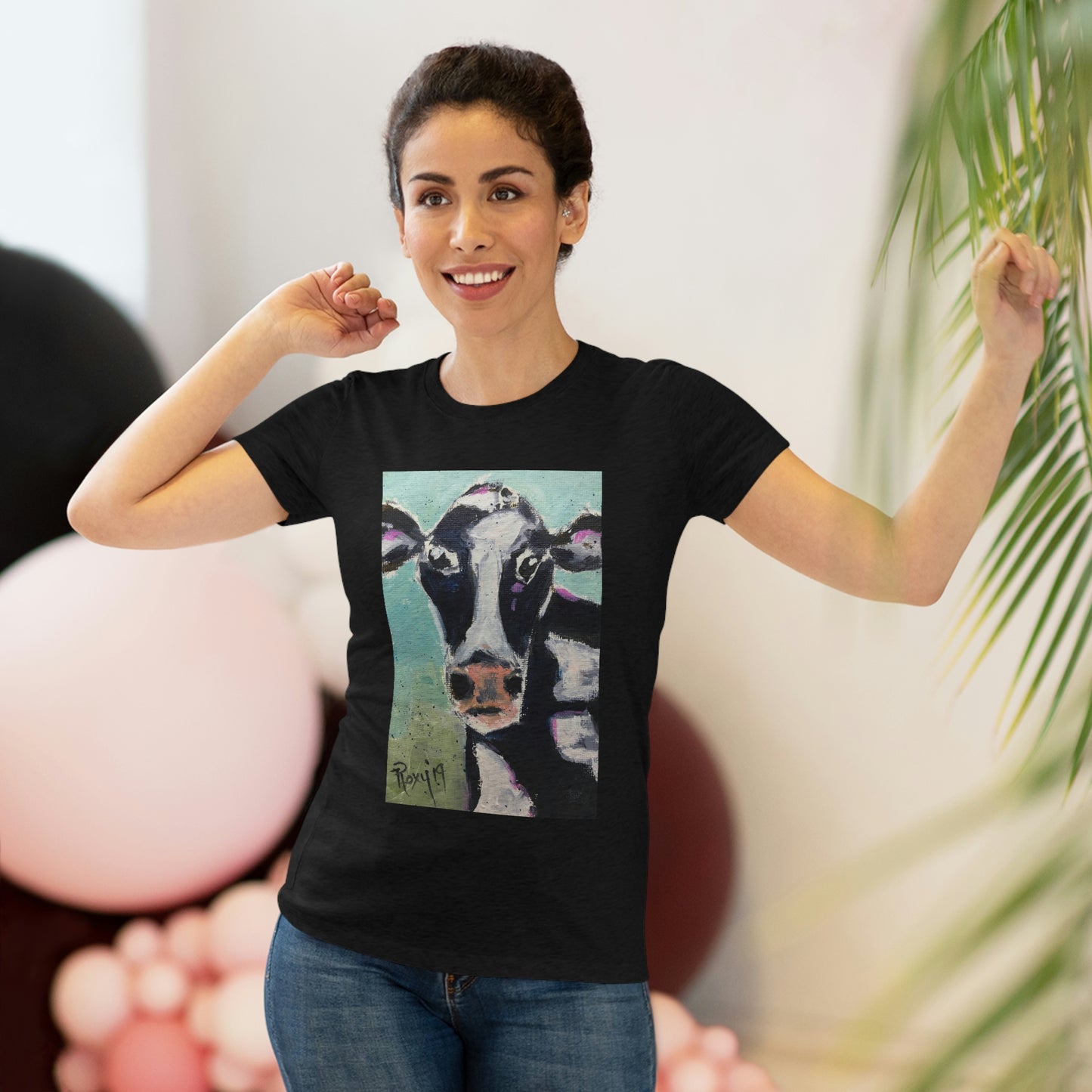 Edna Cow Camiseta ajustada Triblend Tee para mujer