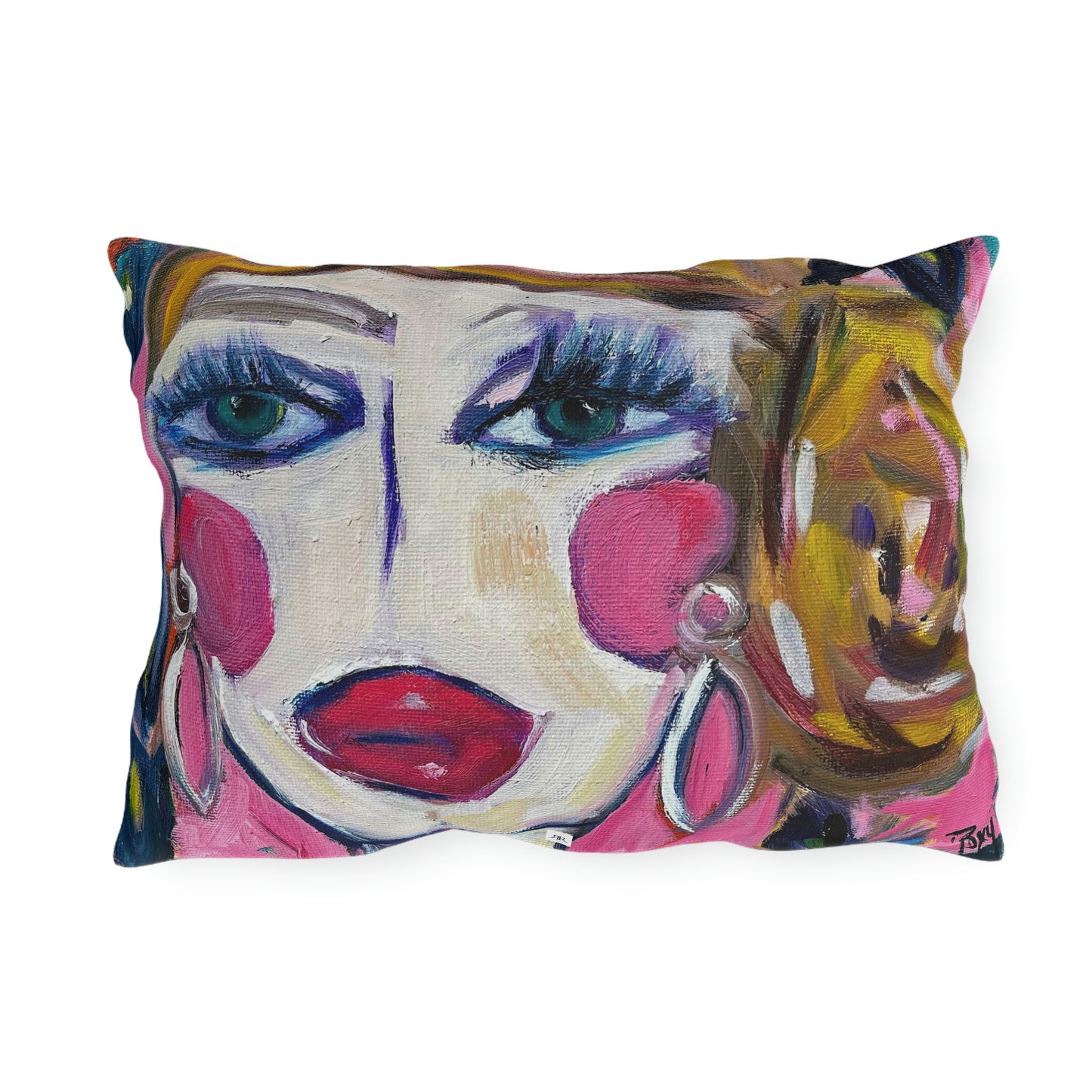 Lady with Irises Outdoor Pillows