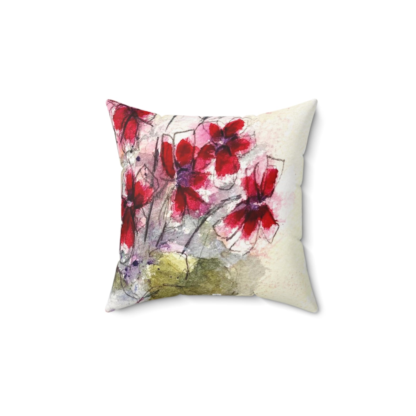 Red Ivy Geraniums Indoor Spun Polyester Square Pillow